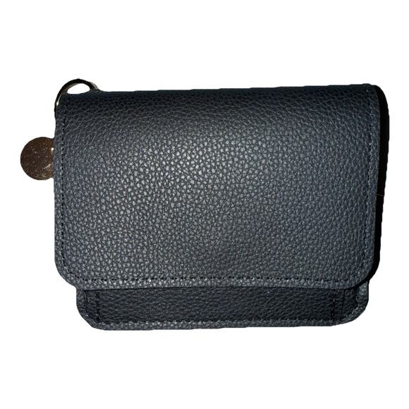 NWT Black Faux Textured Leather Card Wallet Coin Purse With Key Ring. - Picture 2 of 5